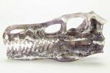 Carved Amethyst Dinosaur Crystal Skull - Ferocious! #227045-4